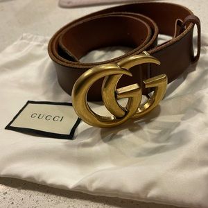 Gucci GG Logo Buckle Leather Belt